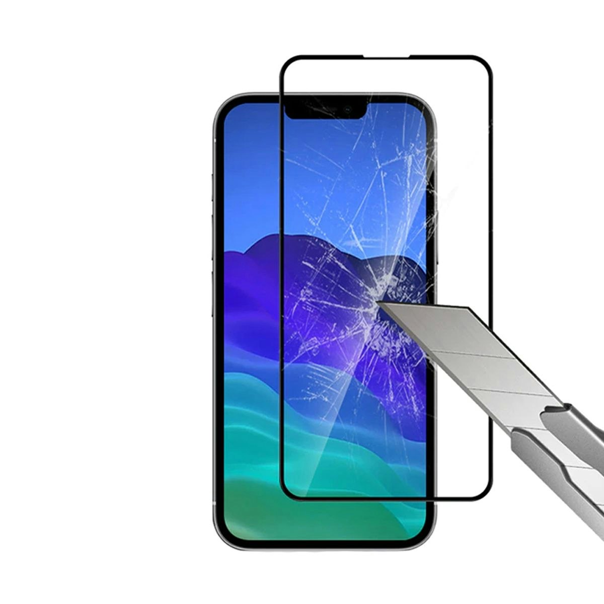 iPhone 14 Plus MC heltäckande härdat glas skärmskydd
