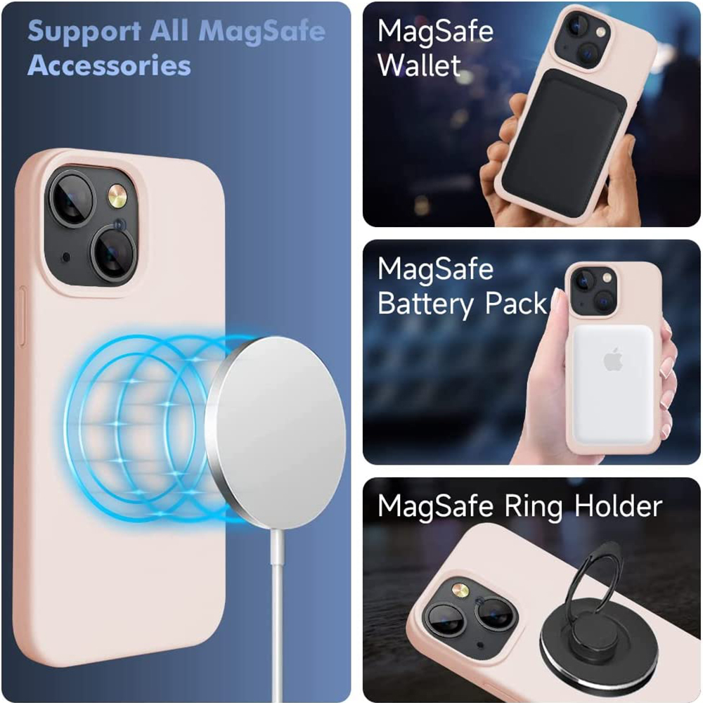 iPhone 14 Plus Silikonskal med MagSafe - kritrosa
