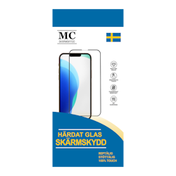 iPhone 15 MC Heltäckande Skärmskydd härdat glas med förpackning