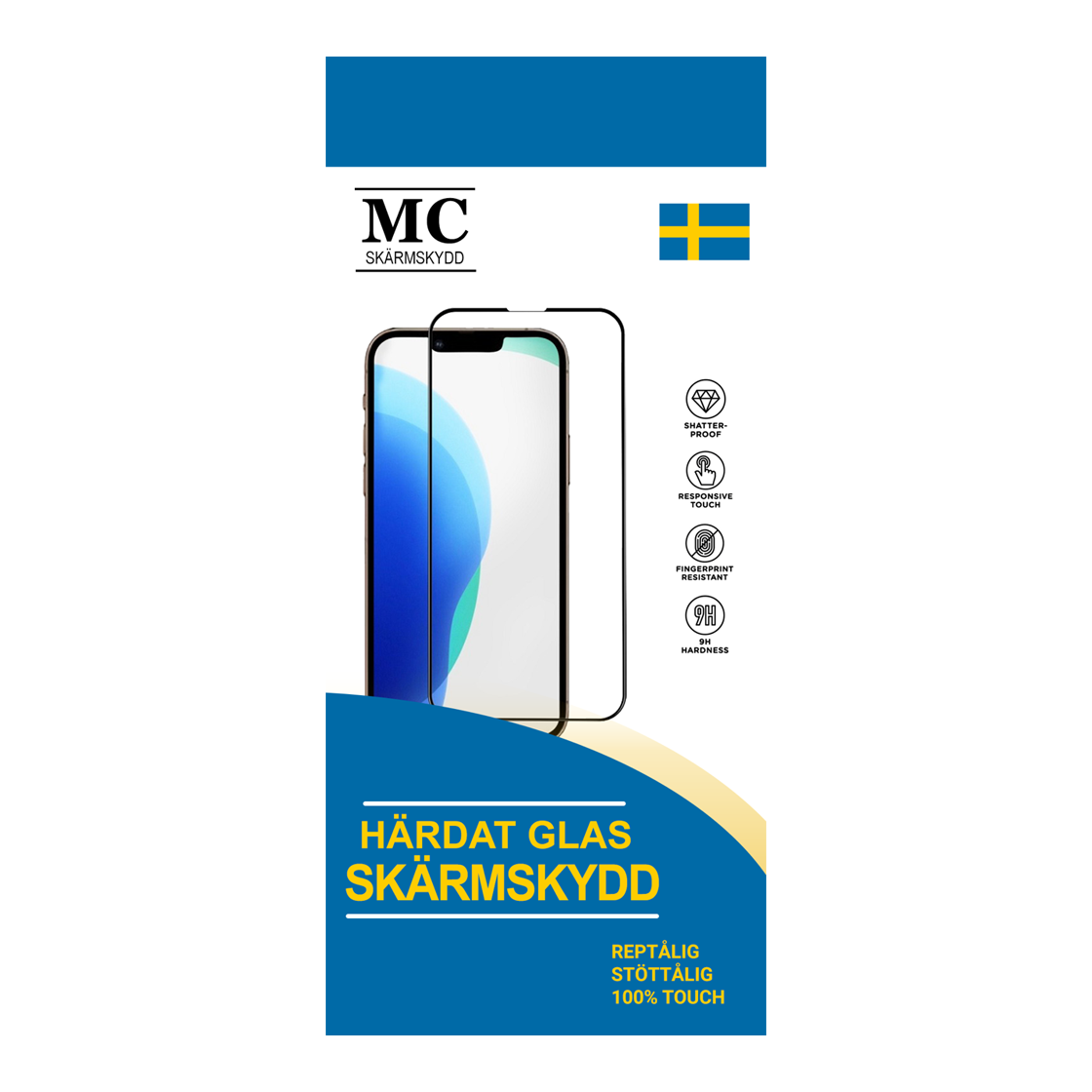 iPhone 15 Pro Max MC Heltäckande Skärmskydd härdat glas med förpackning