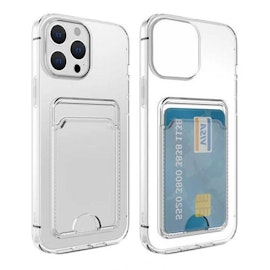 iPhone 15 Pro Stöttåligt Skal med Korthållare - Transparent