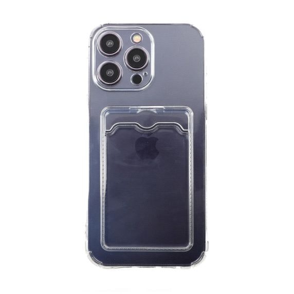 iPhone 13 Pro Max Stöttåligt Skal med Kortfack - Transparent