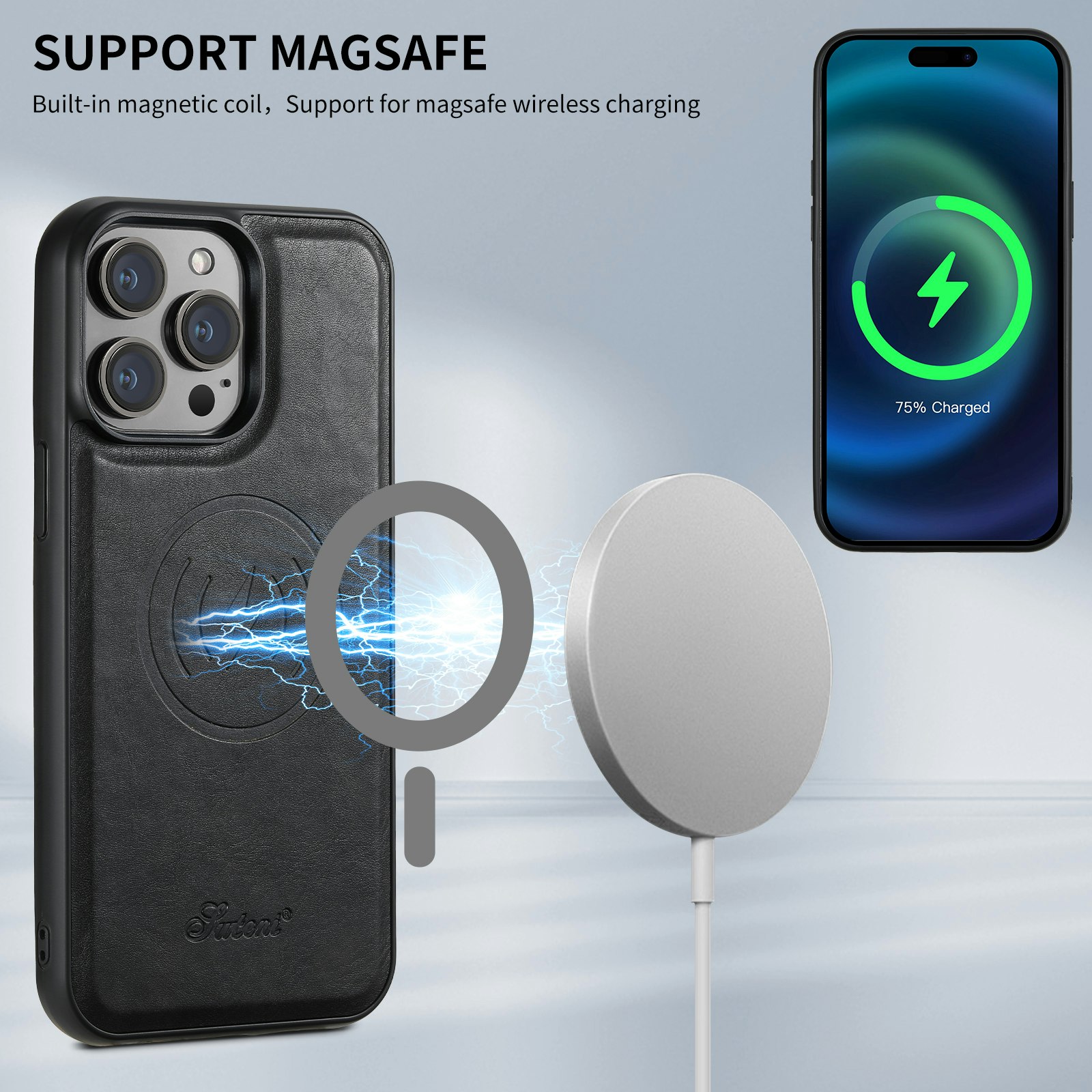iPhone 14 Pro Max 2in1 Magsafe Skal med Korthållare-Svart