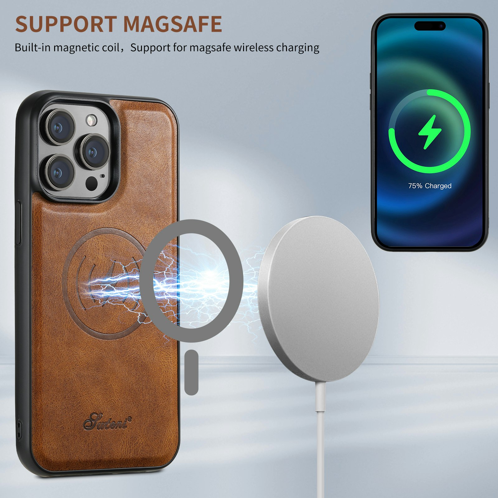 iPhone 14 Pro Max 2in1 Magsafe Skal med Korthållare-Mörkbrun