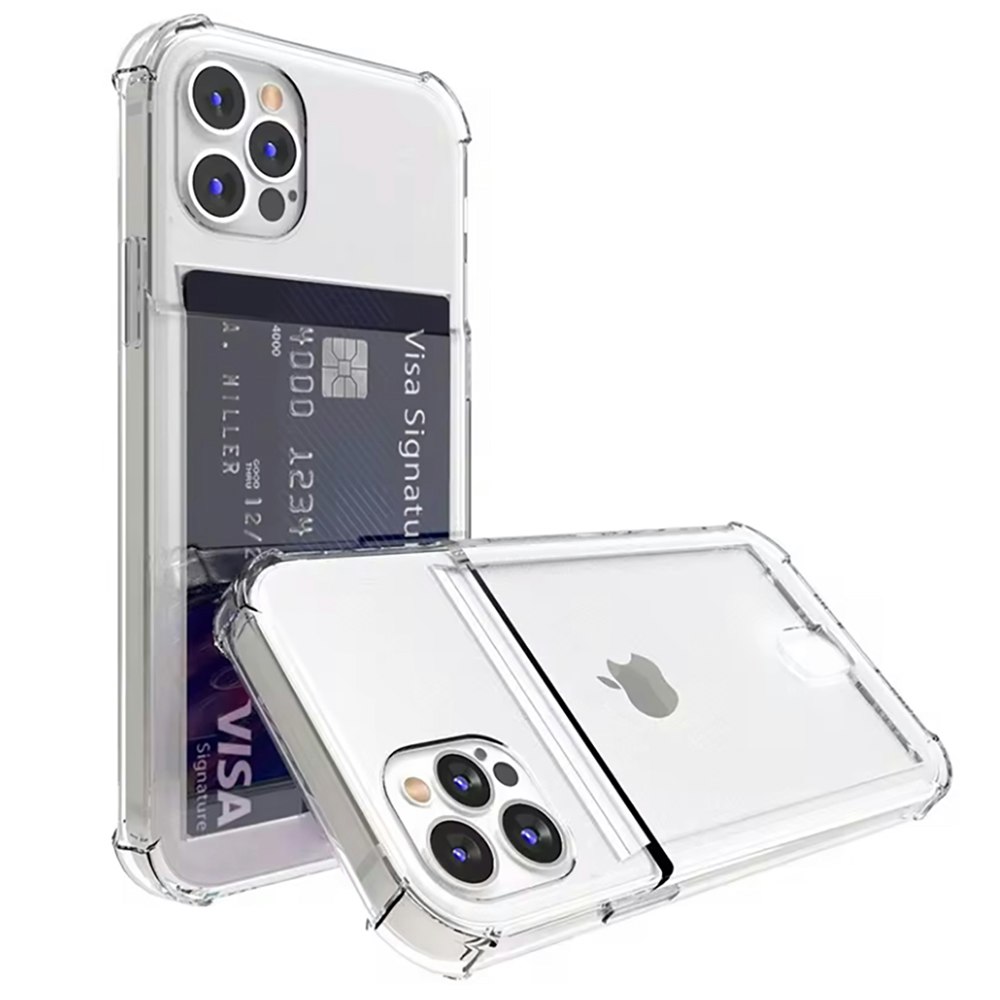 iPhone 16 Pro Stöttåligt Skal med Kortfack-Transparent