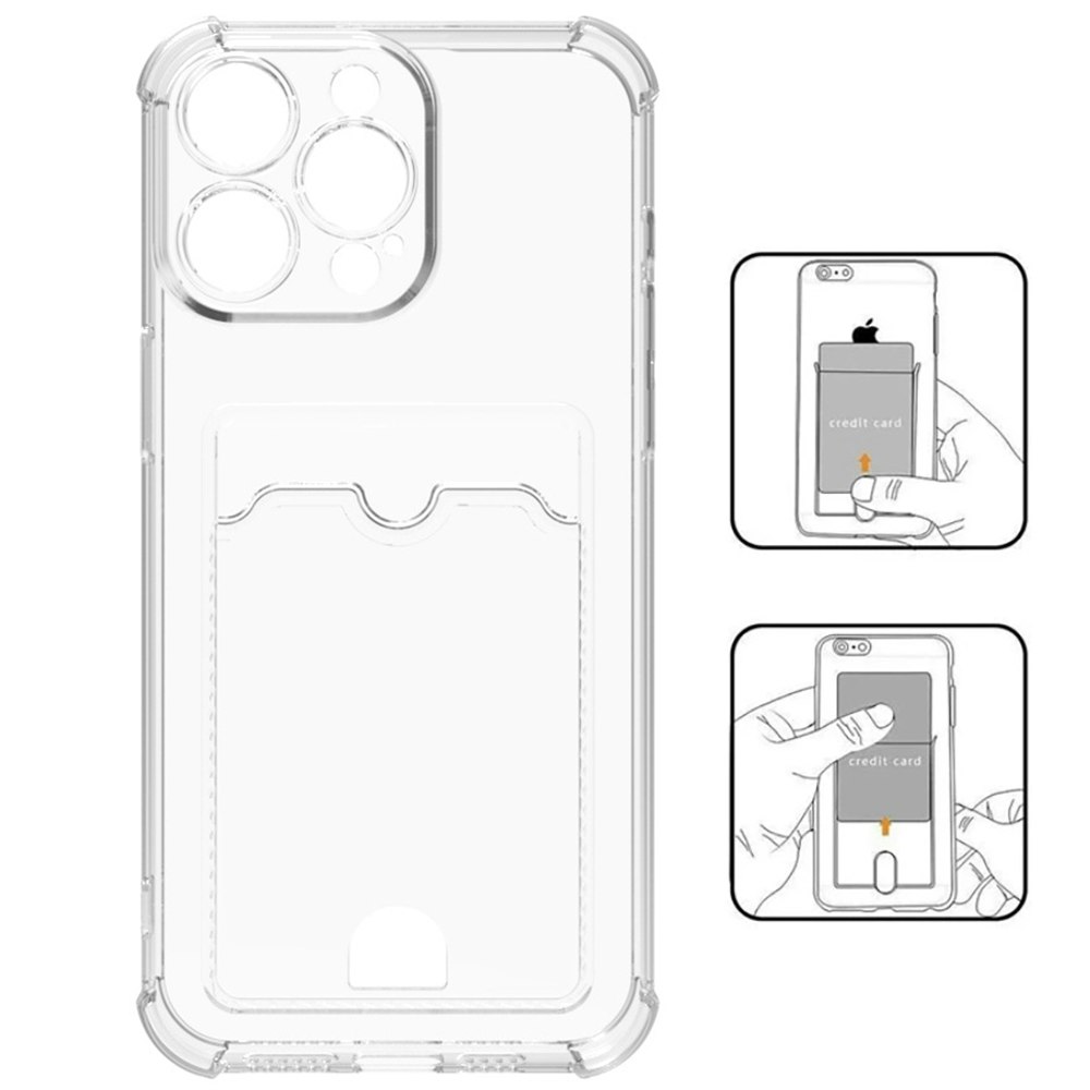 iPhone 16 Pro Stöttåligt Skal med Kortfack-Transparent