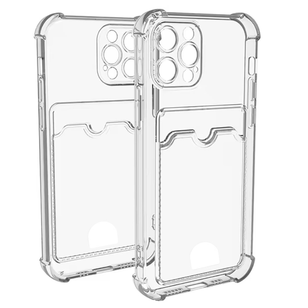 iPhone 16 Pro Stöttåligt Skal med Kortfack-Transparent