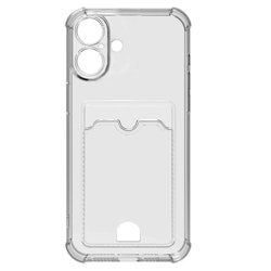 iPhone 16 Plus Stöttåligt Skal med Kortfack-Transparent grå