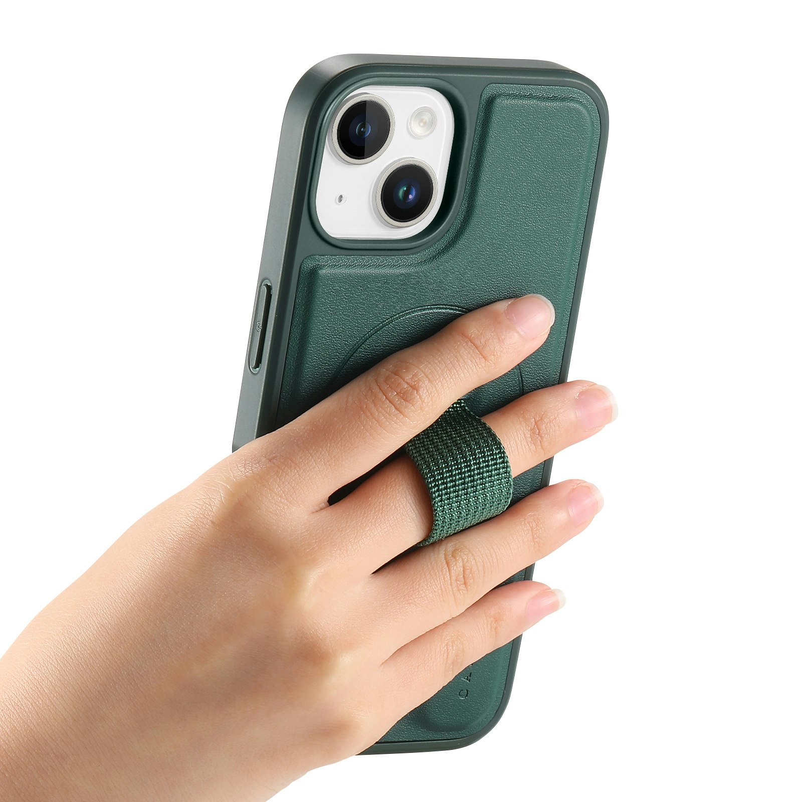 iPhone 14 Plånbok med MagSafe-skal & fingerband Grön