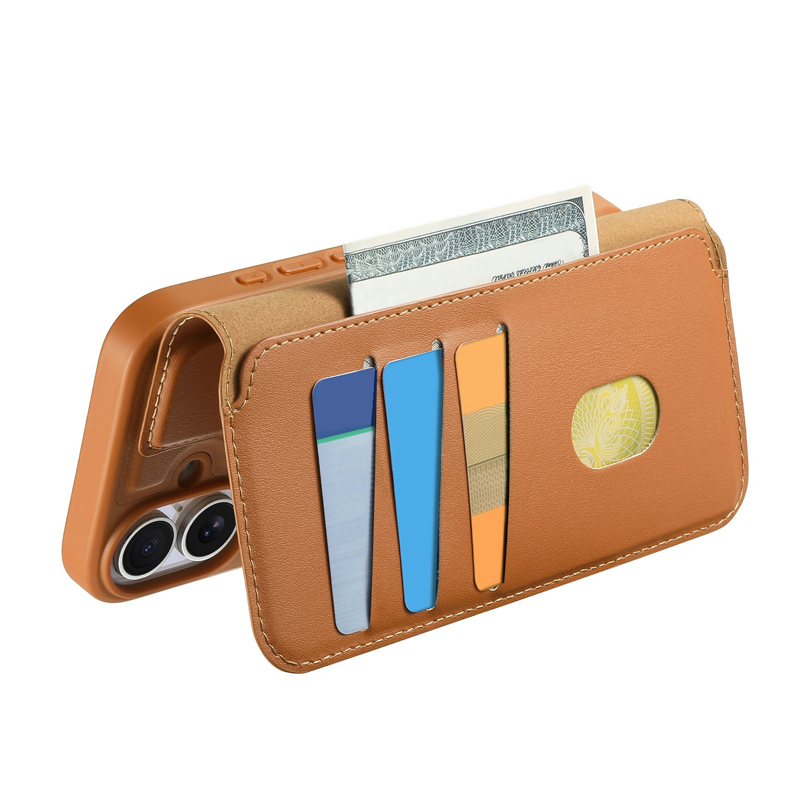 iPhone 15 Plånbok med MagSafe-skal & fingerband Brun