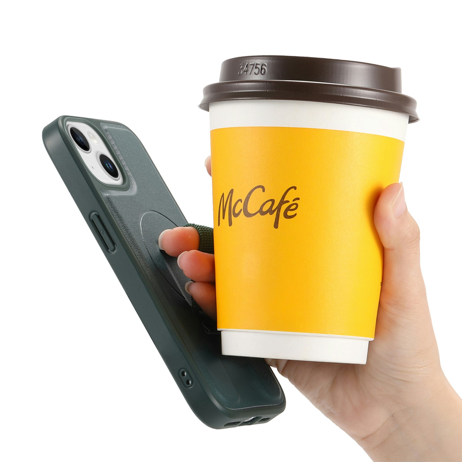 iPhone 15 Plånbok med MagSafe-skal & fingerband Grön