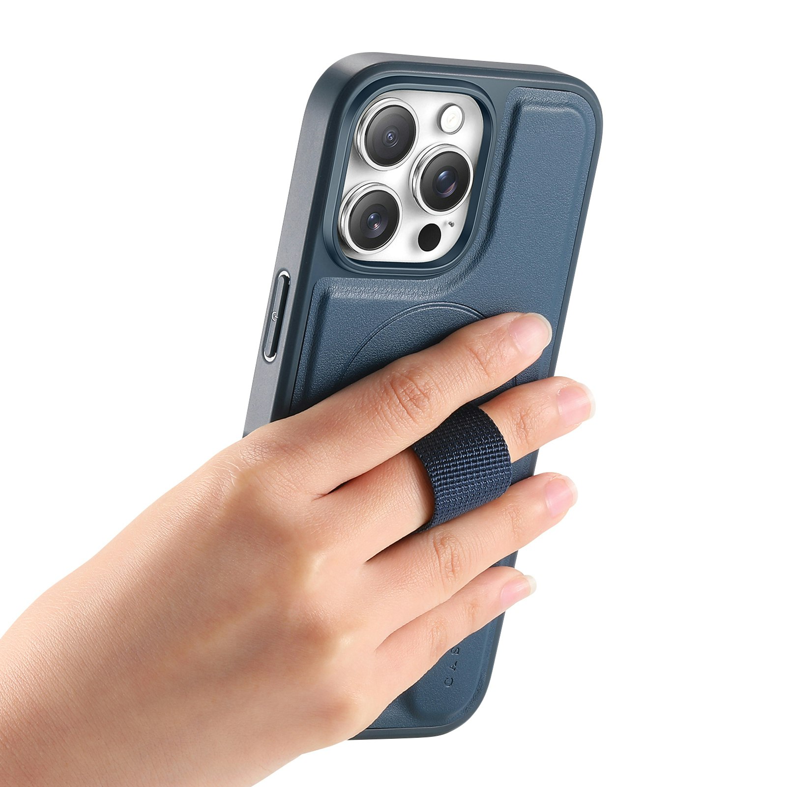 iPhone 15 Pro Plånbok med MagSafe-skal & fingerband Blå