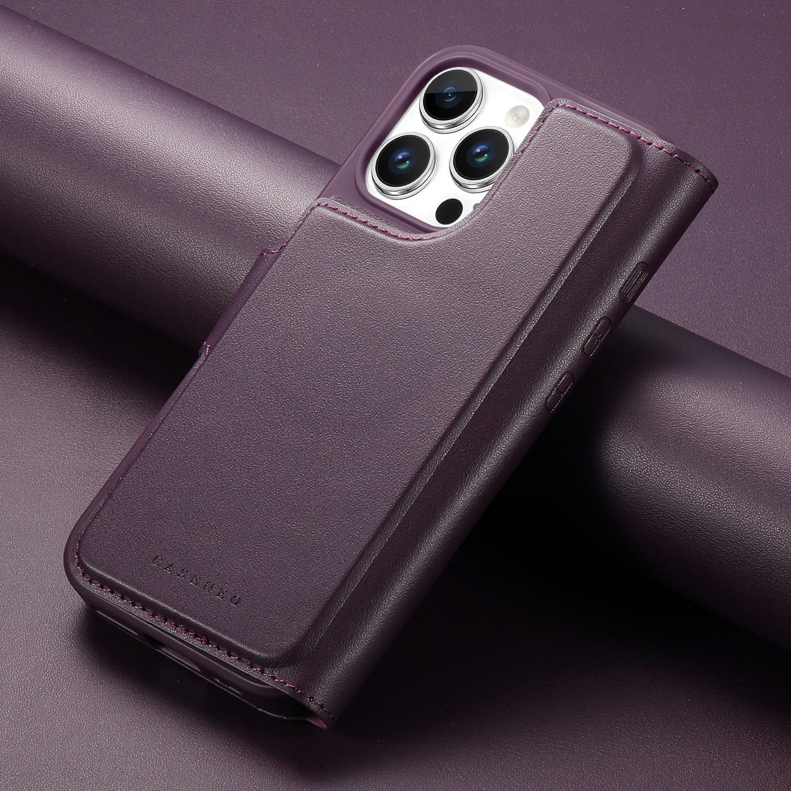 iPhone 15 Pro Plånbok med MagSafe-skal & fingerband Lila