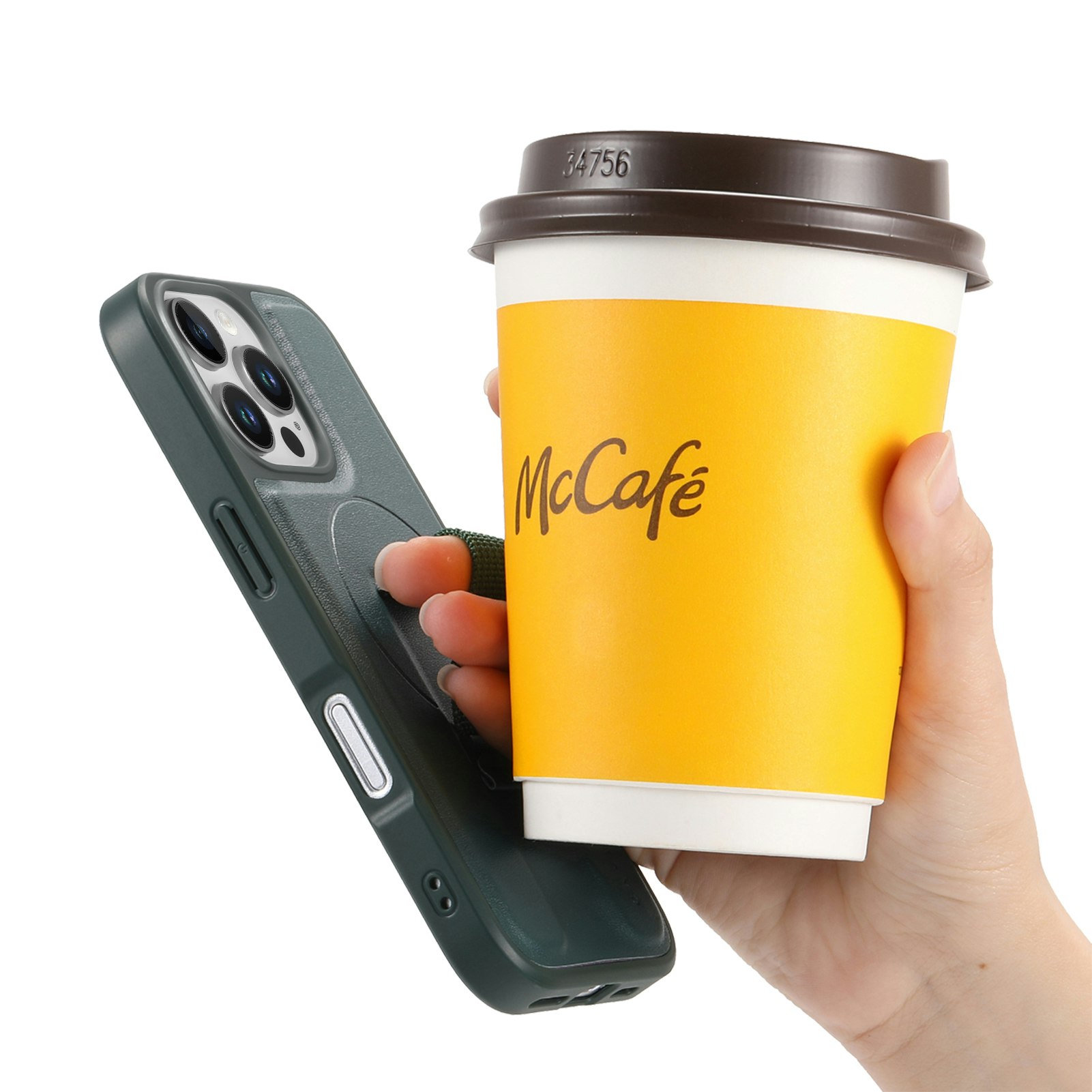 iPhone 15 Pro Plånbok med MagSafe-skal & fingerband Grön
