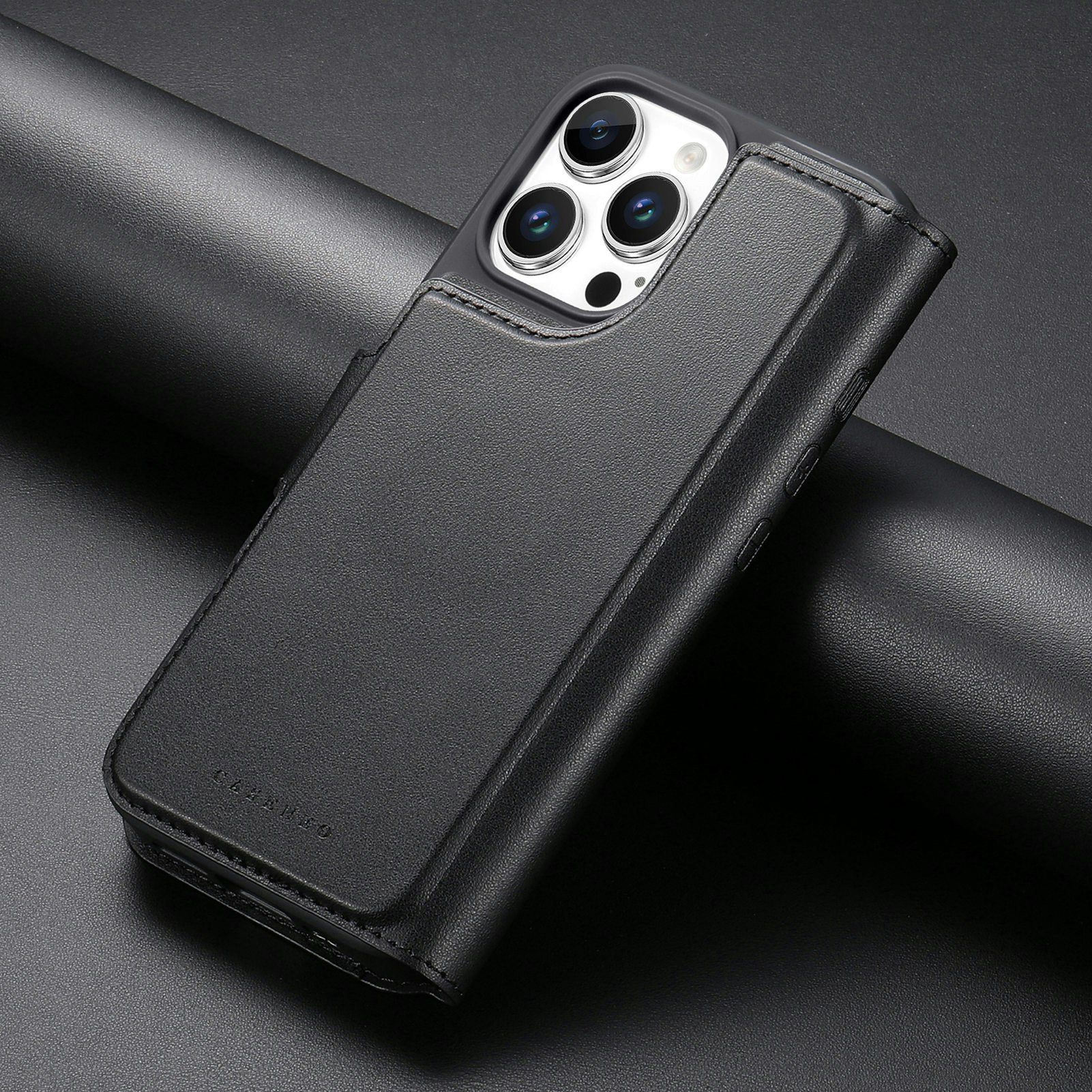 iPhone 15 Pro Plånbok med MagSafe-skal & fingerband Svart