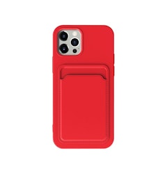 iPhone 13 Pro Max Soft Silicone Shockproof Cover with Wallet Card Slot Red