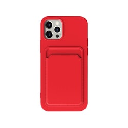 iPhone 13 Pro Soft Silicone Shockproof Cover with Wallet Card Slot Red