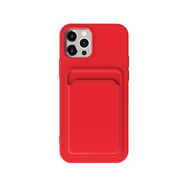 iPhone 13 Pro Soft Silicone Shockproof Cover with Wallet Card Slot Red