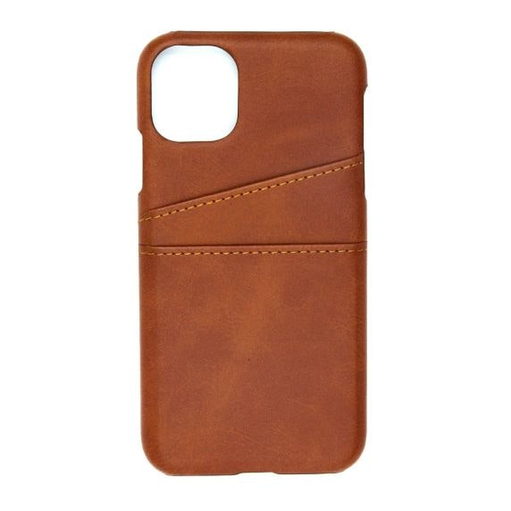 iPhone 11 PU Leather Kickstand Card Pocket Case Brown