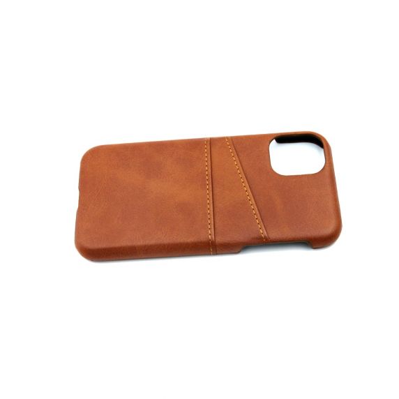iPhone 11 PU Leather Kickstand Card Pocket Case Brown