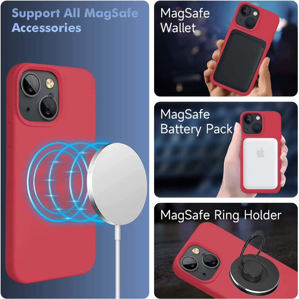 iPhone 14 Silikonskal med MagSafe - röd