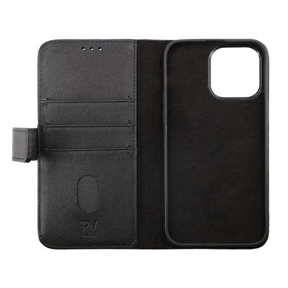 iPhone 14 Pro Plånboksfodral Läder Rvelon - Svart