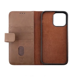iPhone 14 Pro Plånboksfodral Läder Rvelon - Brun