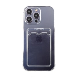 iPhone 14 Pro Stöttåligt Skal med Korthållare - Transparent