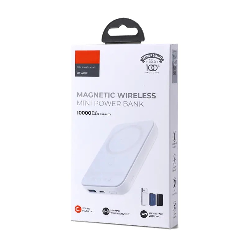 Magnetic Wireless Mini Powerbank 10000mAh, USB-C, USB-A - White
