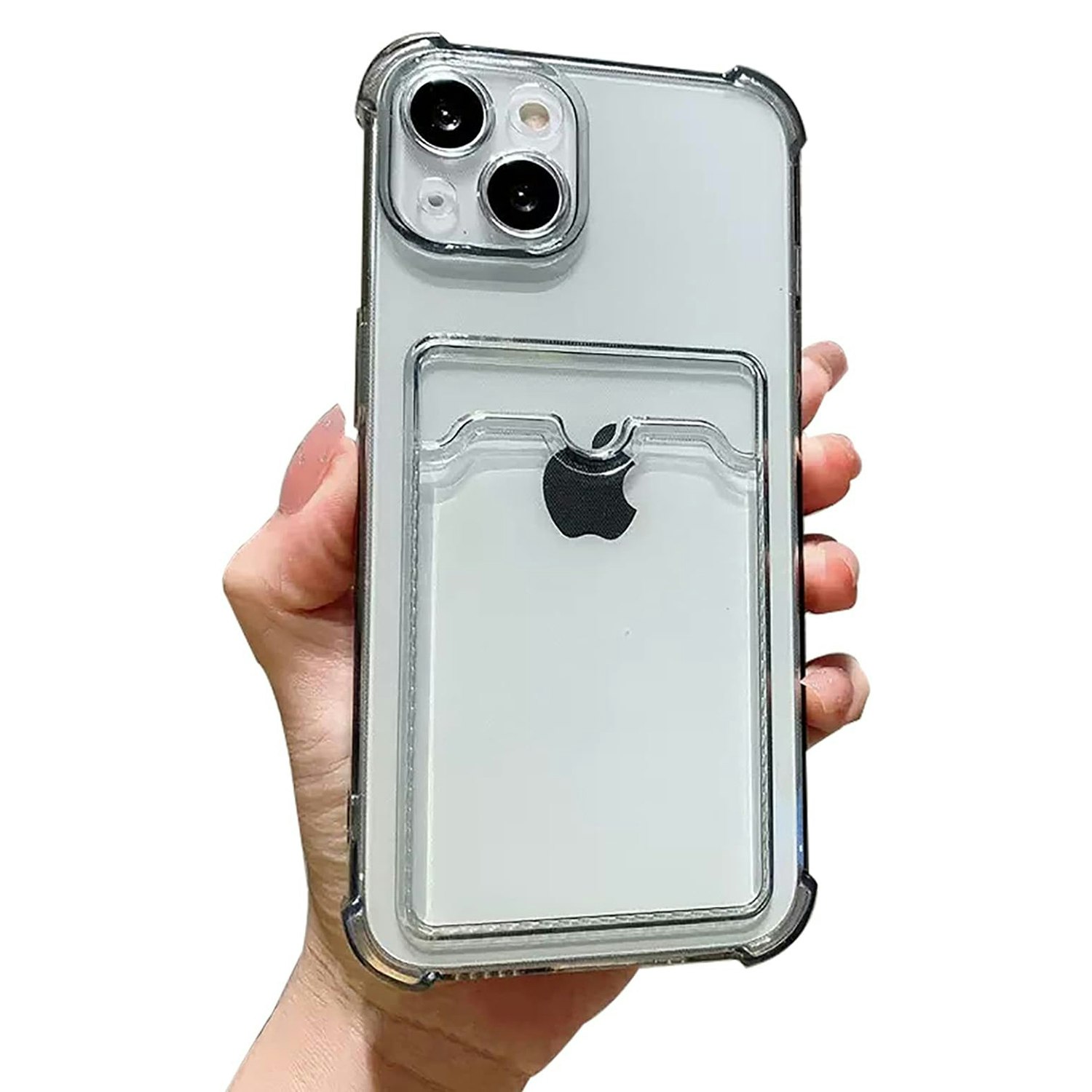iPhone 14 Stöttåligt Skal med Kortfack - grå