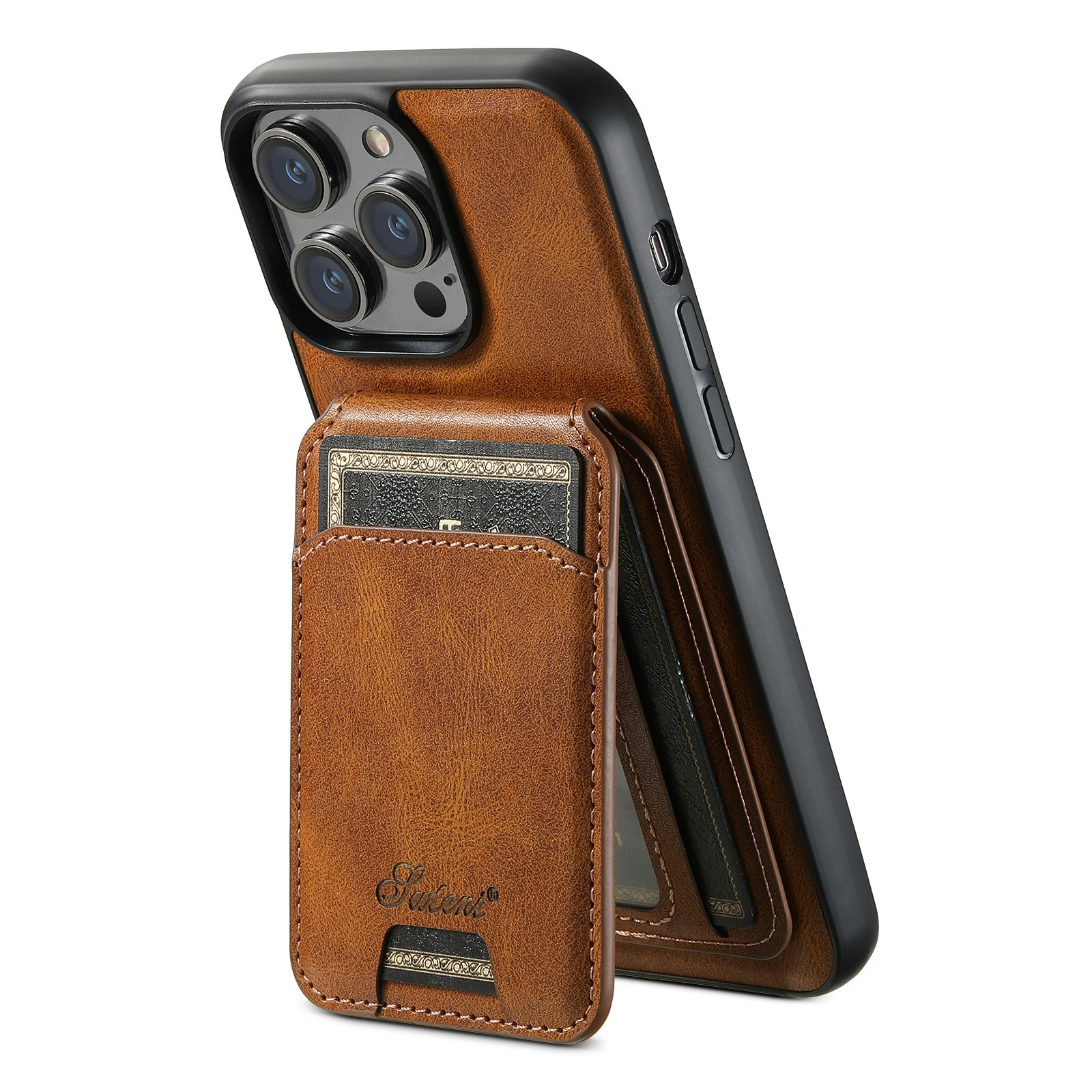 iPhone 15 Pro Max 2in1 Magsafe Skal med Korthållare-Mörkbrun