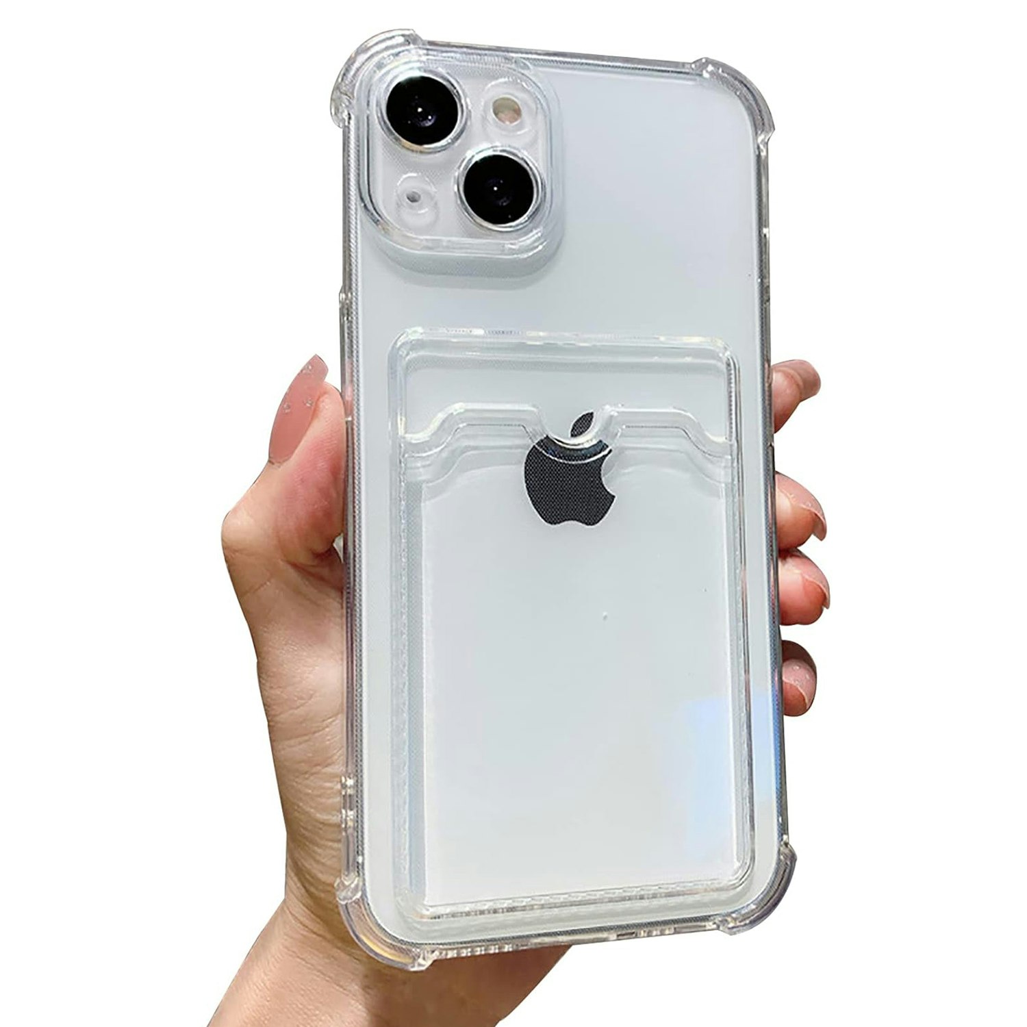 iPhone 15 Stöttåligt Skal med Kortfack-Transparent