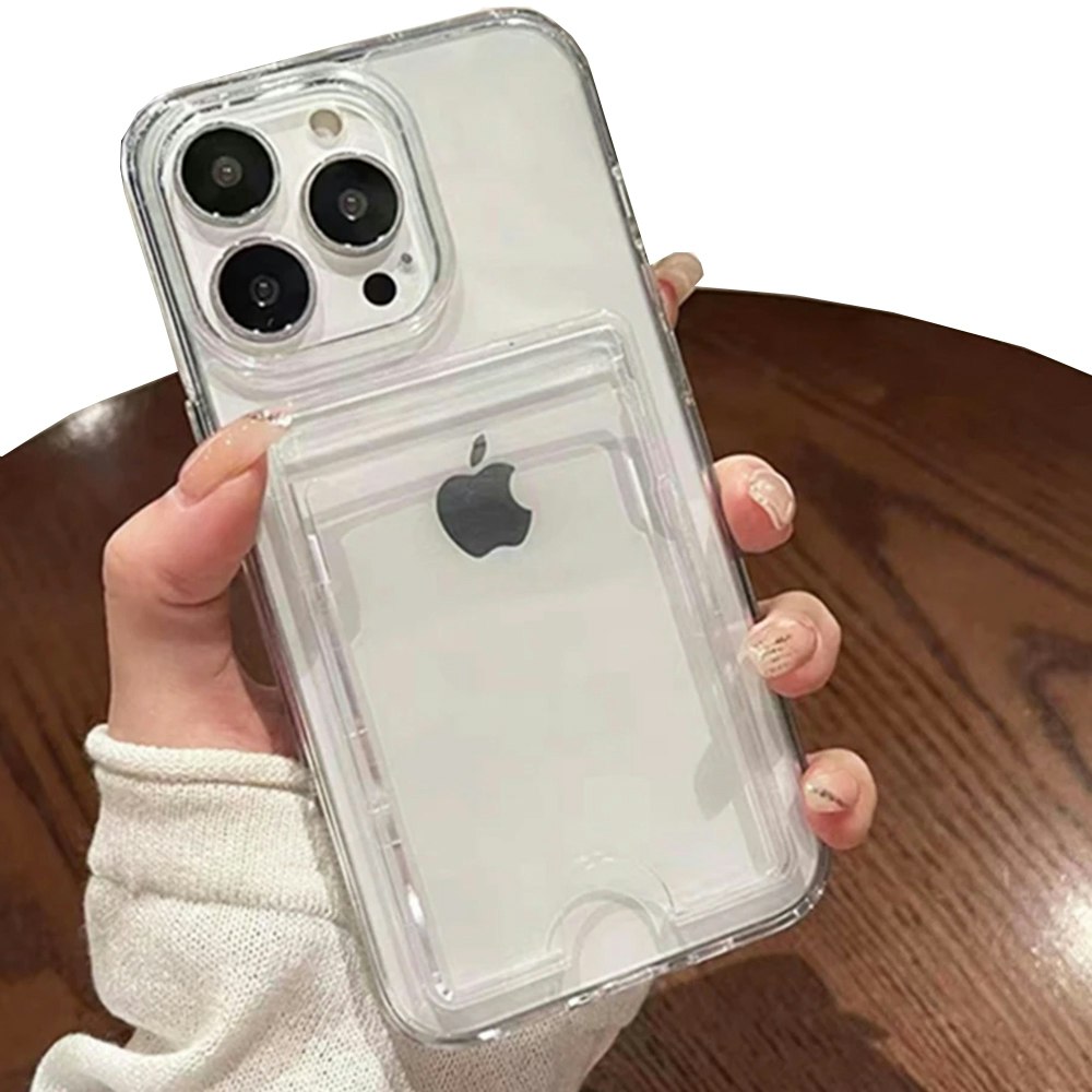 iPhone 16 Pro Max Stöttåligt Skal med Kortfack-Transparent