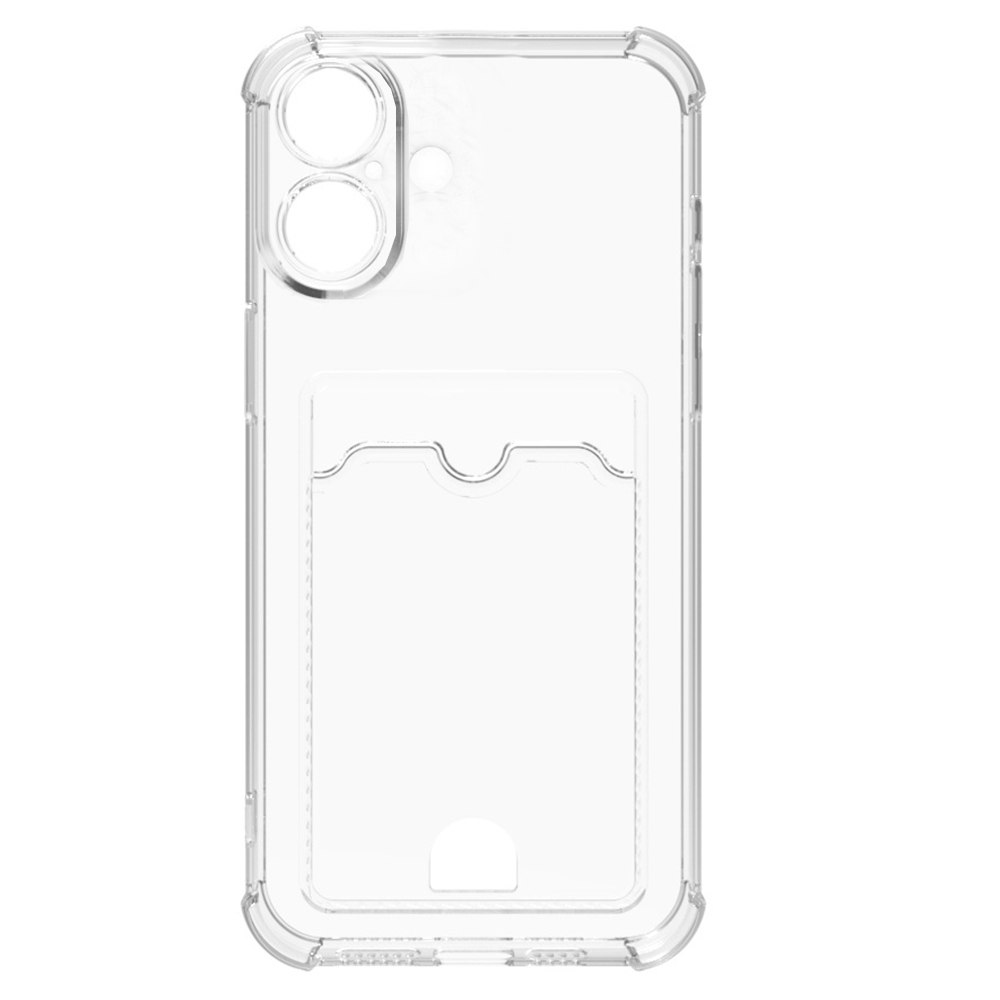 iPhone 16 Plus Stöttåligt Skal med Kortfack-Transparent