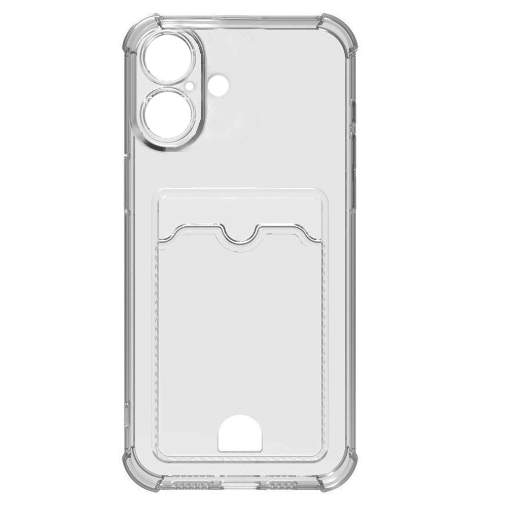 iPhone 16 Stöttåligt Skal med Kortfack-Transparent grå