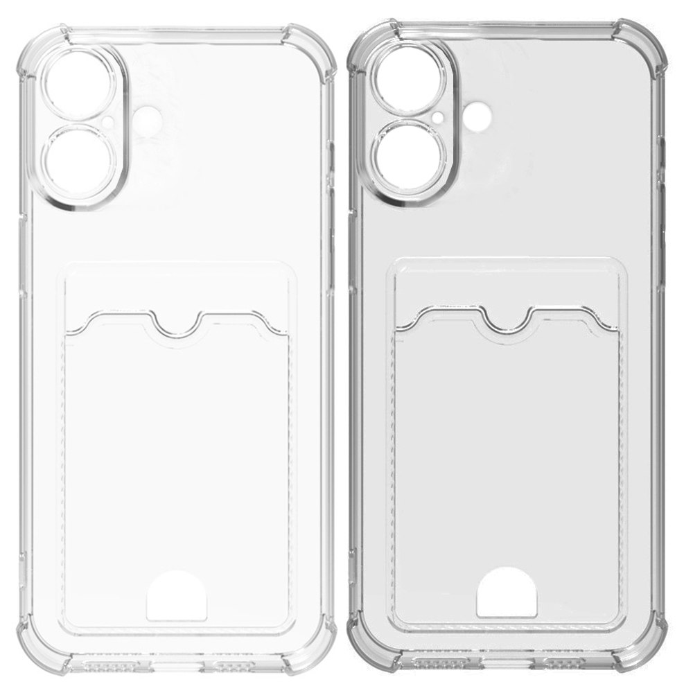 iPhone 16 Stöttåligt Skal med Kortfack-Transparent grå