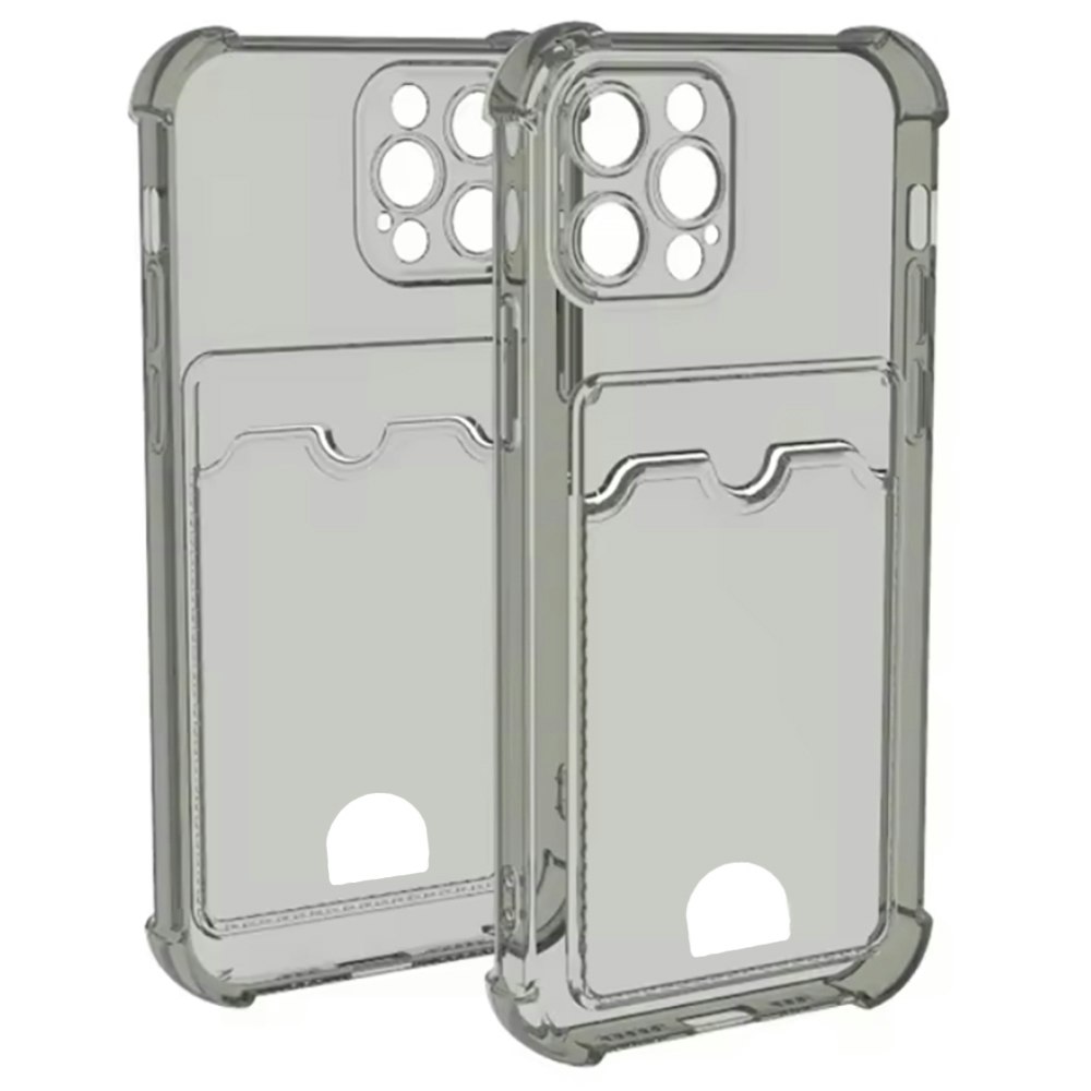 iPhone 16 Pro Stöttåligt Skal med Kortfack-Transparent grå