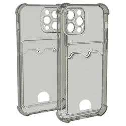 iPhone 16 Pro Stöttåligt Skal med Kortfack-Transparent grå