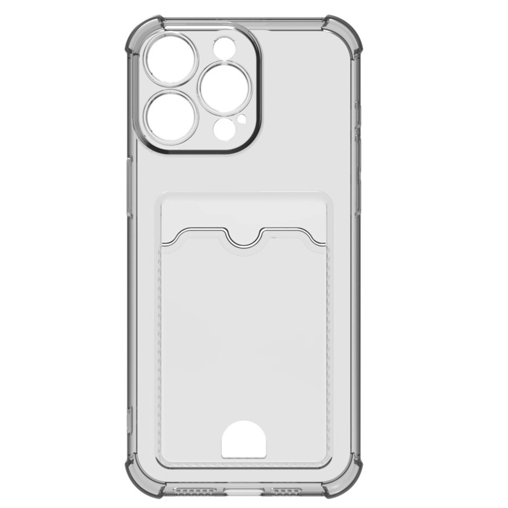 iPhone 16 Pro Stöttåligt Skal med Kortfack-Transparent grå