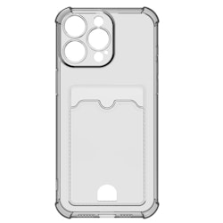 iPhone 16 Pro Stöttåligt Skal med Kortfack-Transparent grå