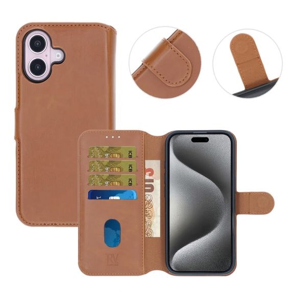 iPhone 16 Plus Plånboksfodral Magnet Brun