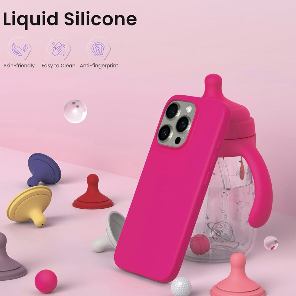 iPhone 16 Pro MC Silikonskal Cerise färg