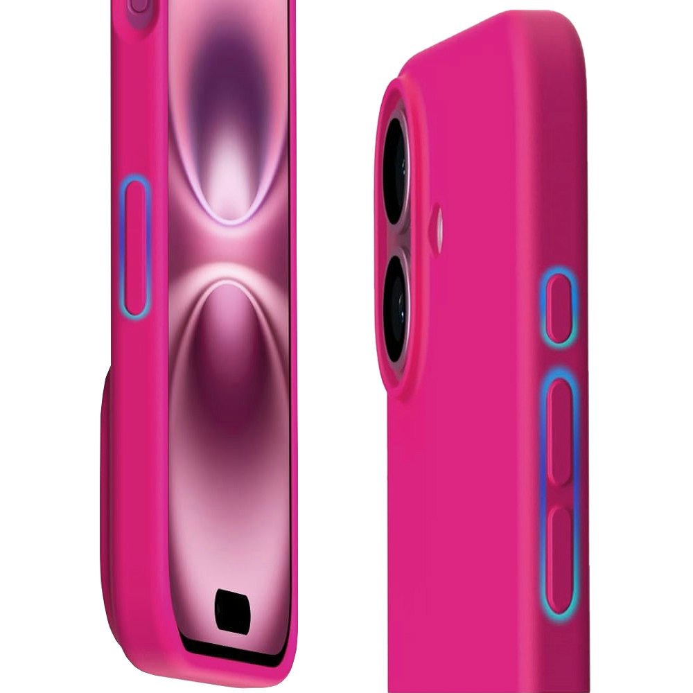 iPhone 16 MC Silikonskal Cerise färg