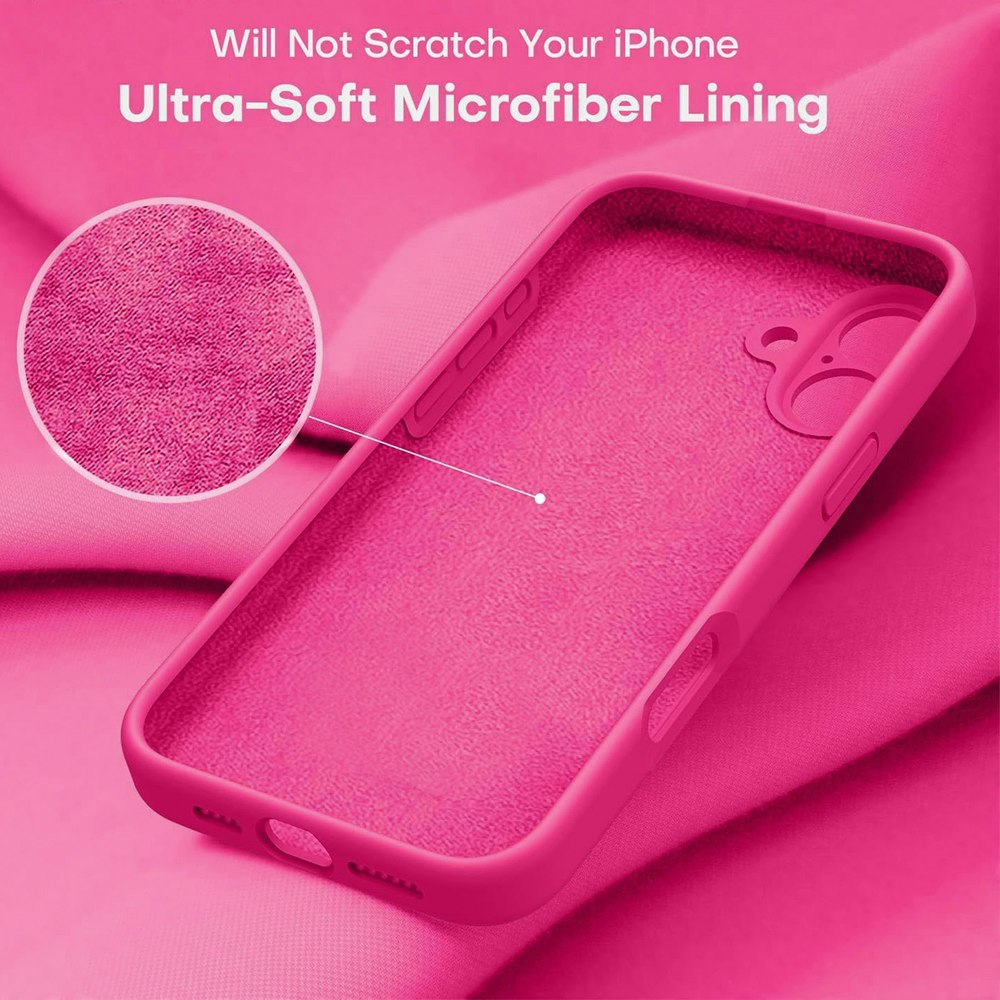 iPhone 16 MC Silikonskal Cerise färg