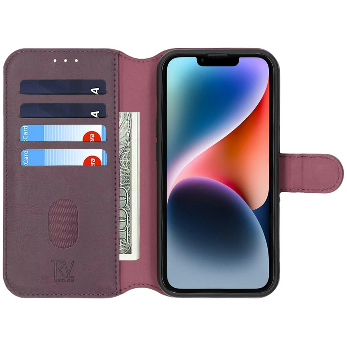 iPhone 14 Wallet Case Magnet Dark Cherry
