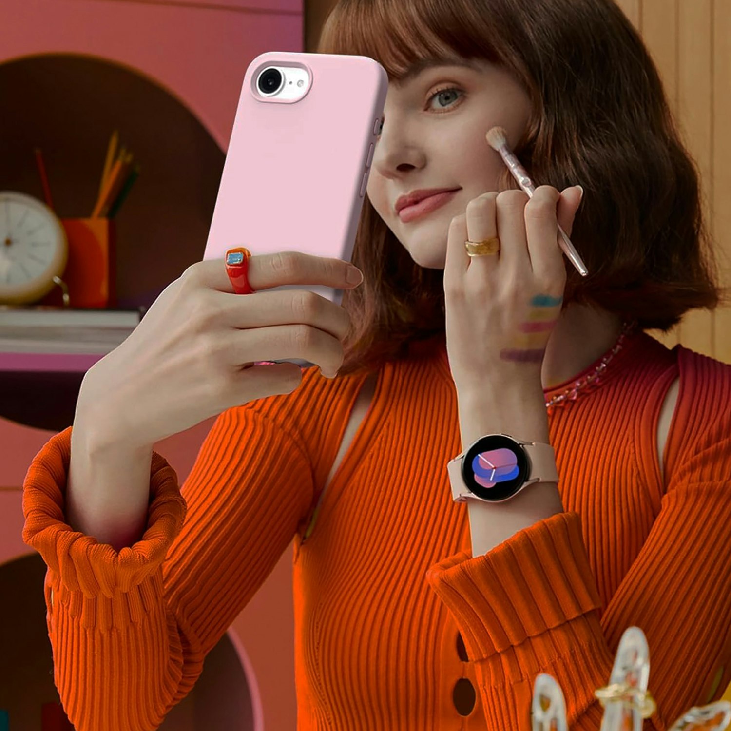 iPhone 16e MC Silikonskal Blush Pink
