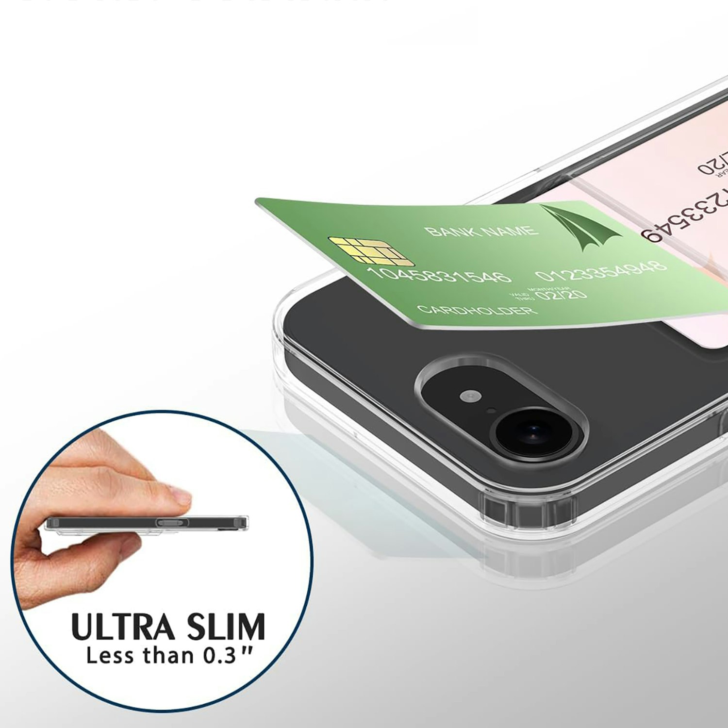 iPhone 16e Stöttåligt Skal med Kortfack-Transparent