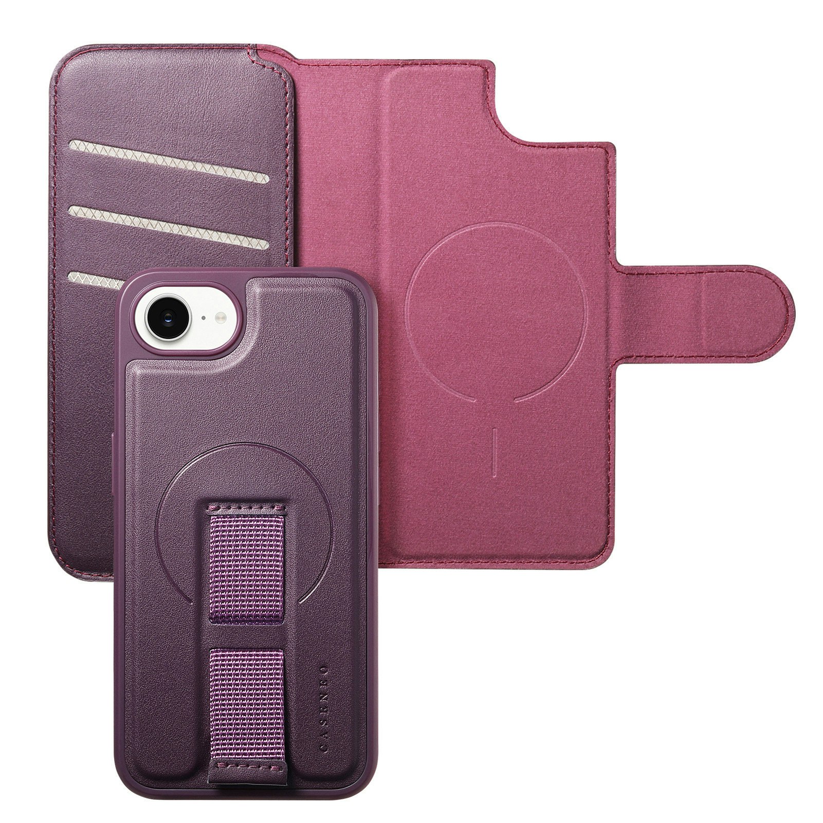 iPhone 16e Plånbok med MagSafe-skal & fingerband Lila