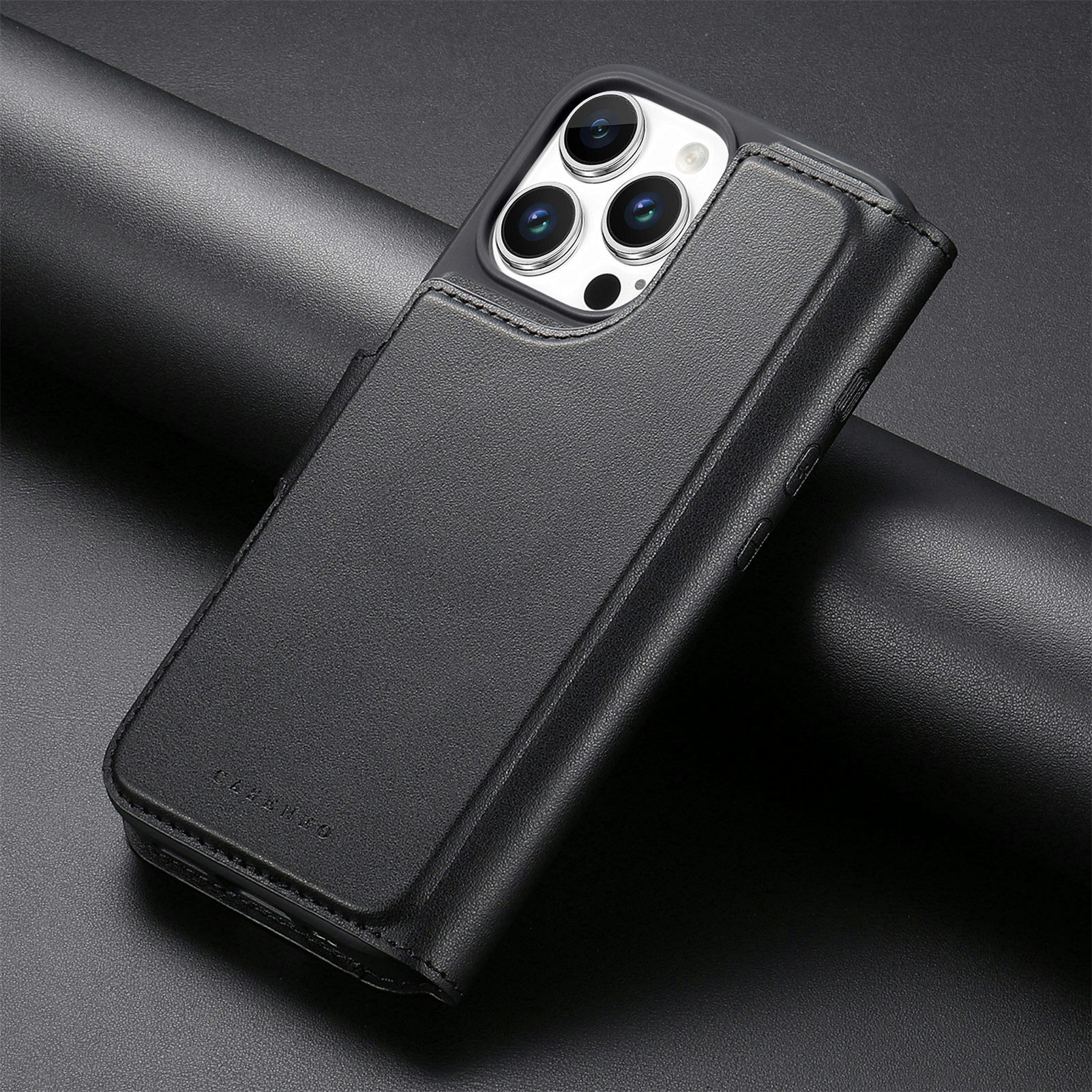 iPhone 12-12 Pro Plånbok med MagSafe-skal & fingerband Svart