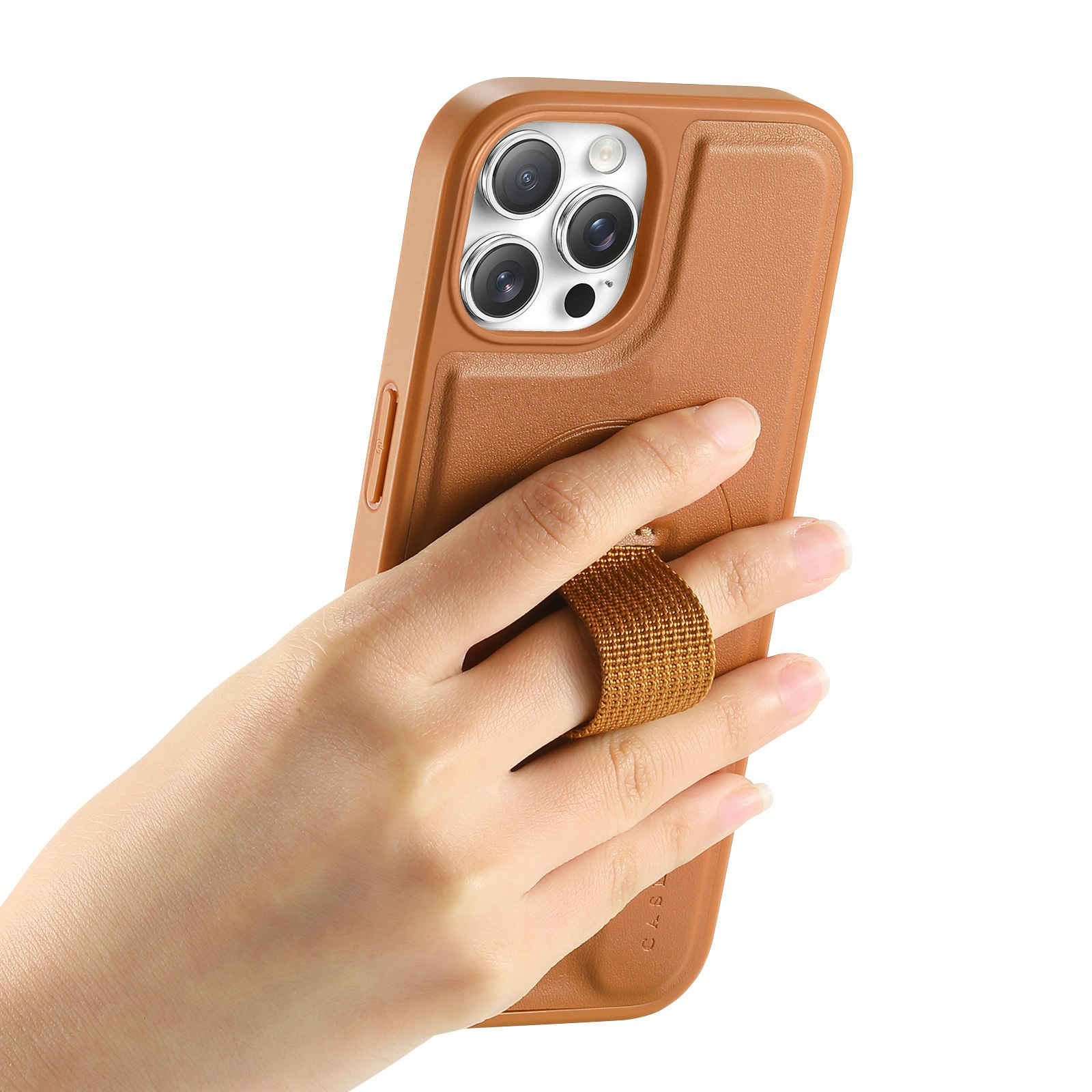 iPhone 12-12 Pro Plånbok med MagSafe-skal & fingerband Brun